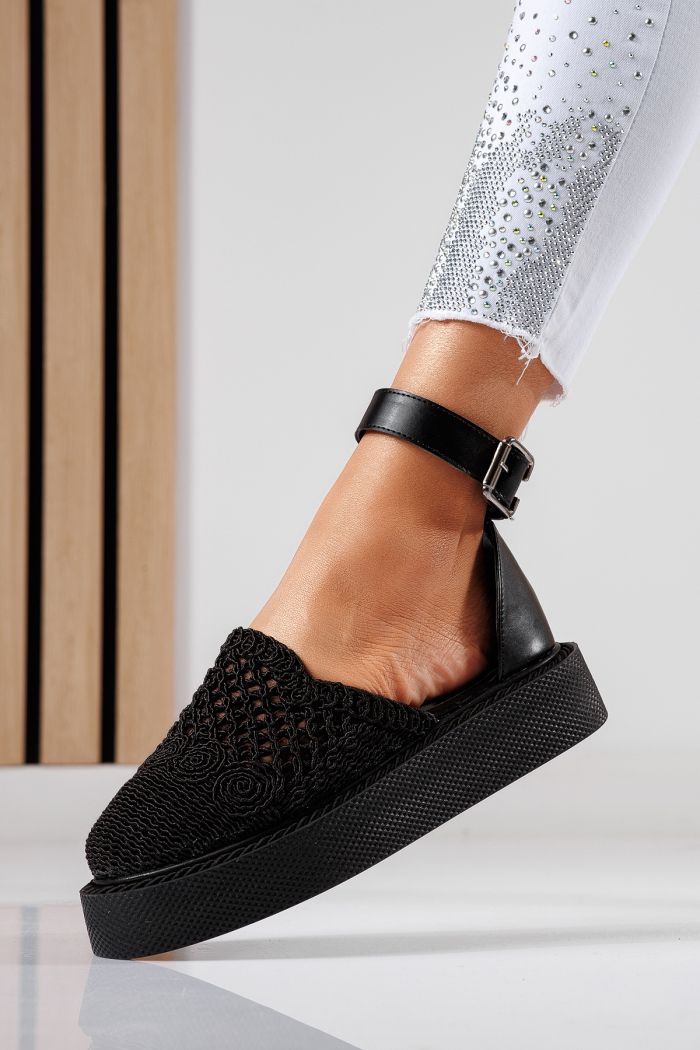 Pantofi casual dama negri din material textil Amira #22425