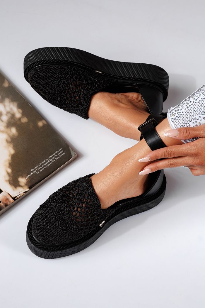 Pantofi casual dama negri din material textil Amira #22425