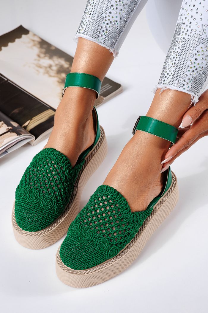 Pantofi casual dama verzi din material textil Amira #22424