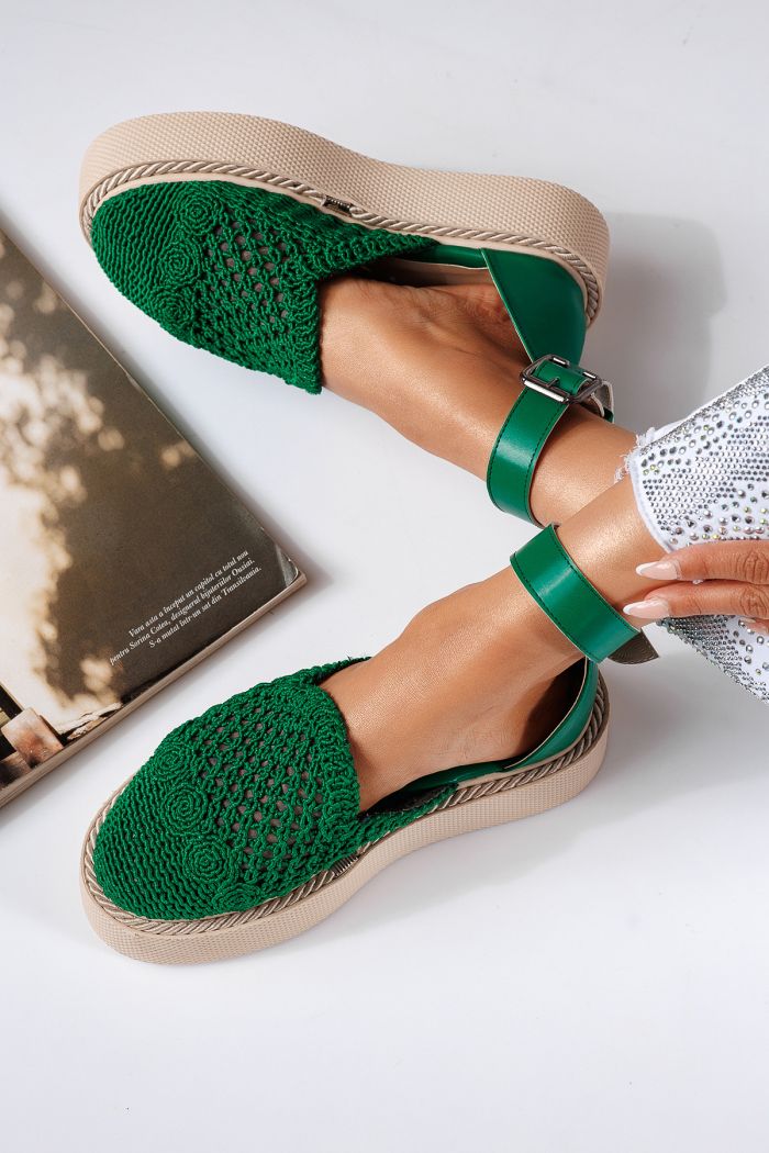 Pantofi casual dama verzi din material textil Amira #22424