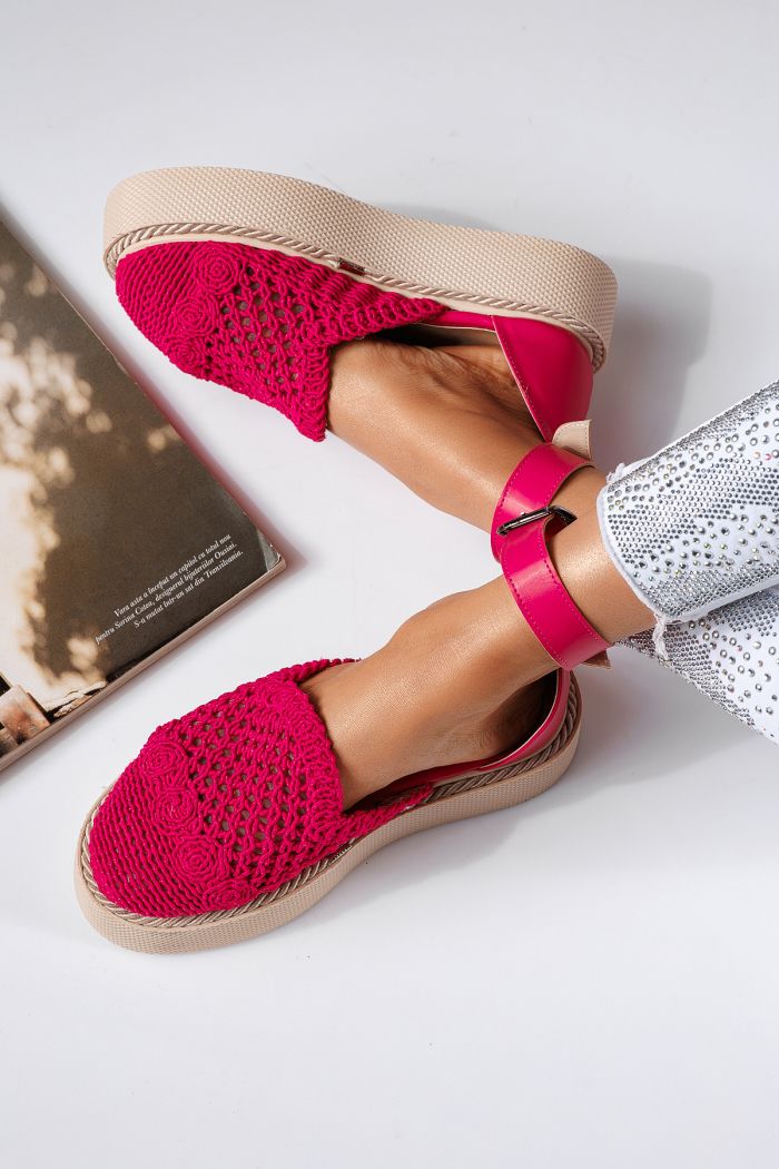Pantofi casual dama roz din material textil Amira #22421