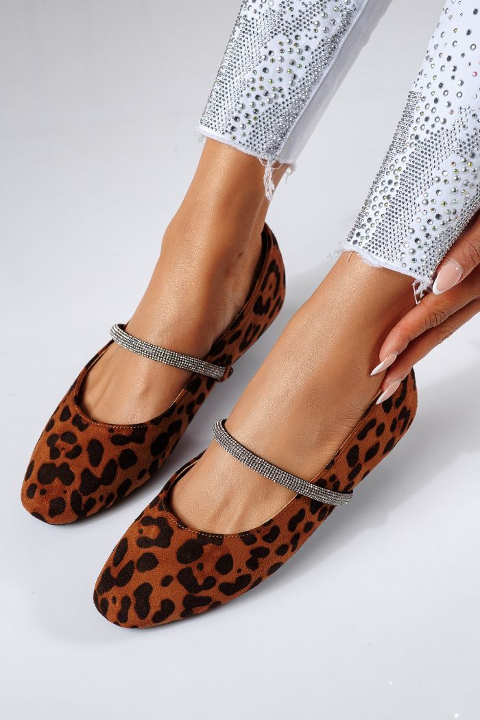 Balerini dama leopard din piele ecologica intoarsa Zoe2 #22484