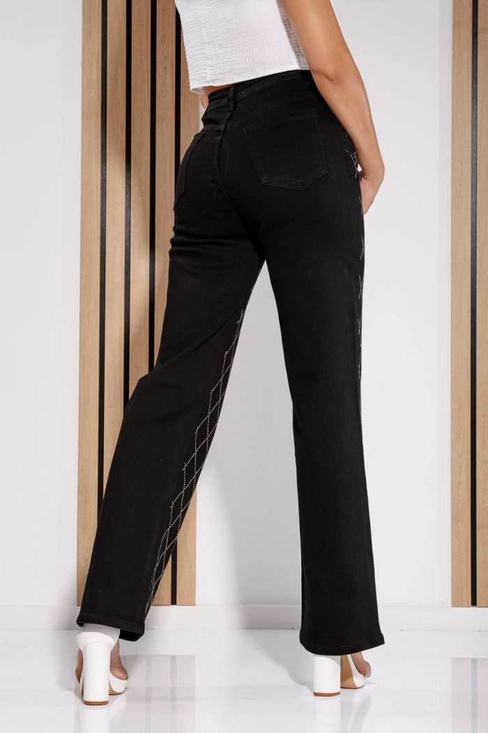 Blugi Wide Leg Dama Elora Negri #A1194