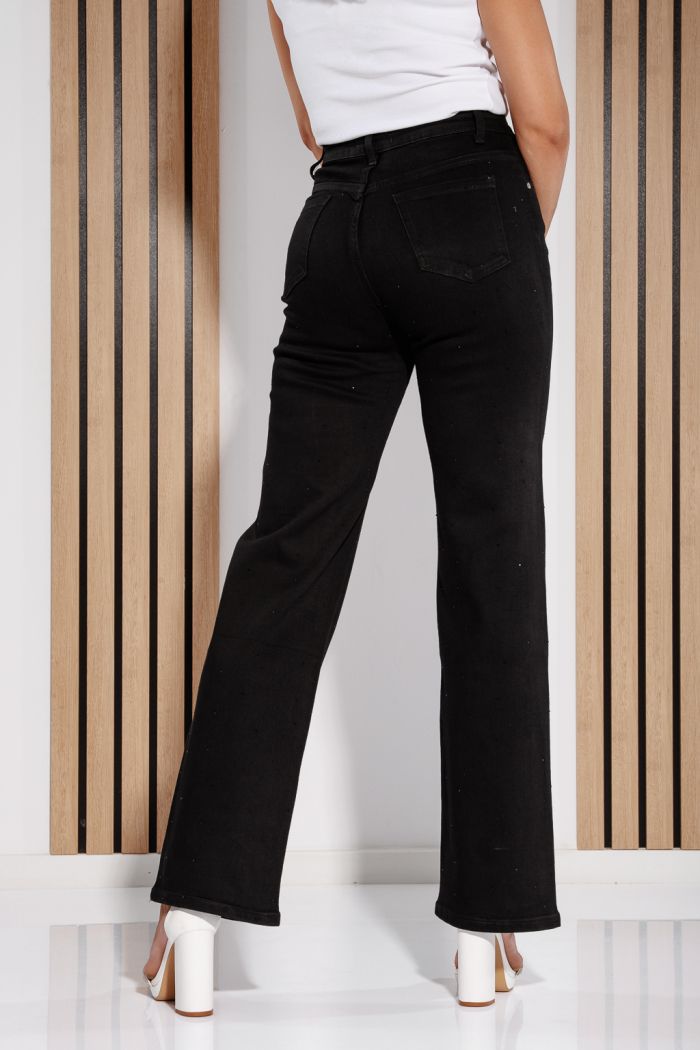 Blugi Wide Leg Dama Talia  Negri #A1195