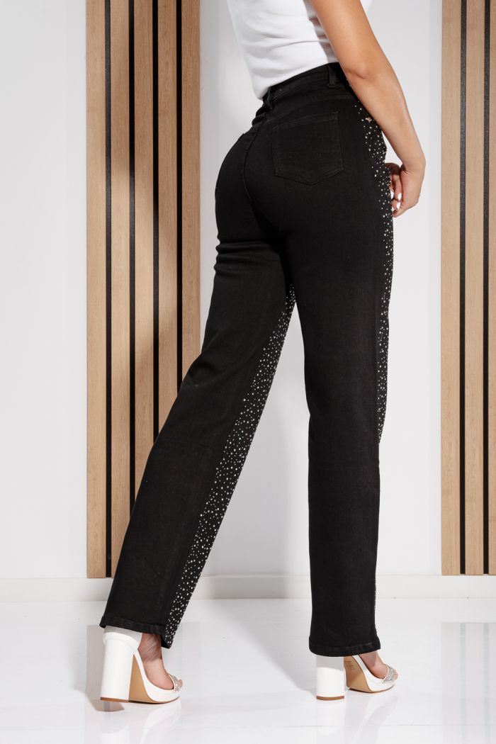 Blugi Wide Leg Dama Elora Negri #A1193