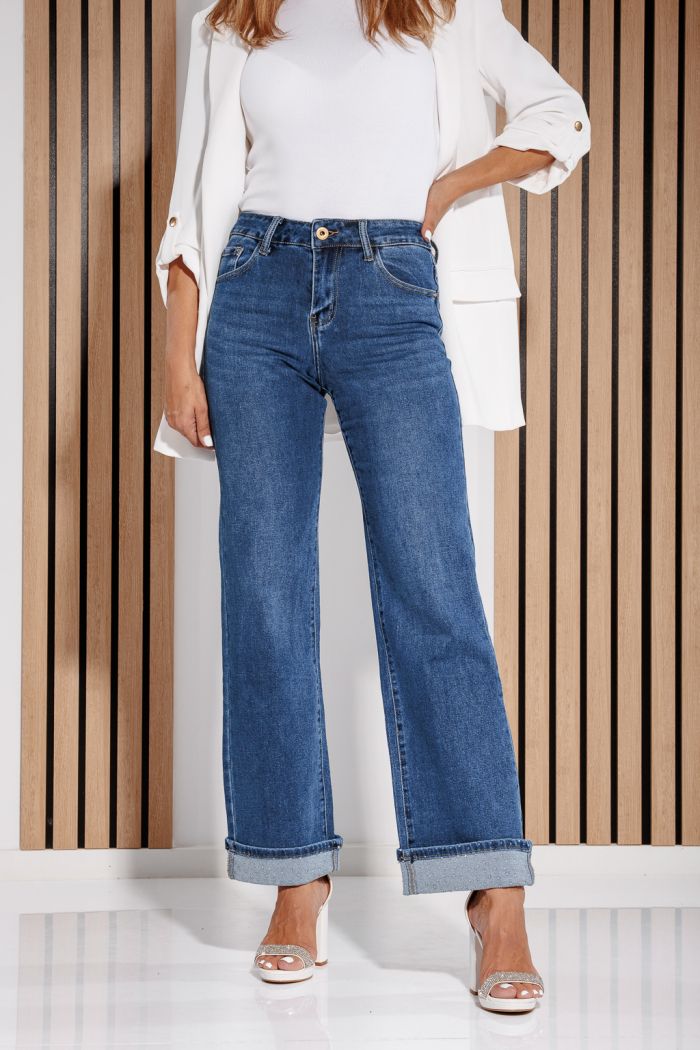 Blugi Wide Leg Dama Lia  Albastri #A1168