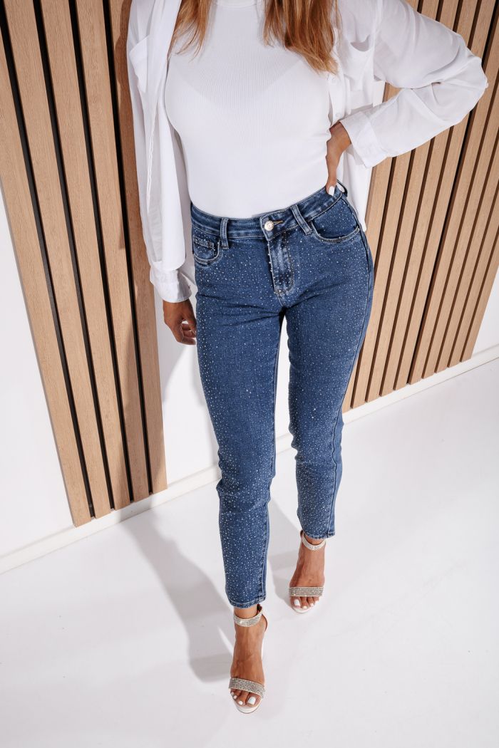 Blugi Skinny cu PushUp Dama Iris Albastri #A1171