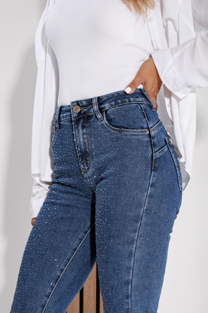 Blugi Skinny cu PushUp Dama Iris Albastri #A1171