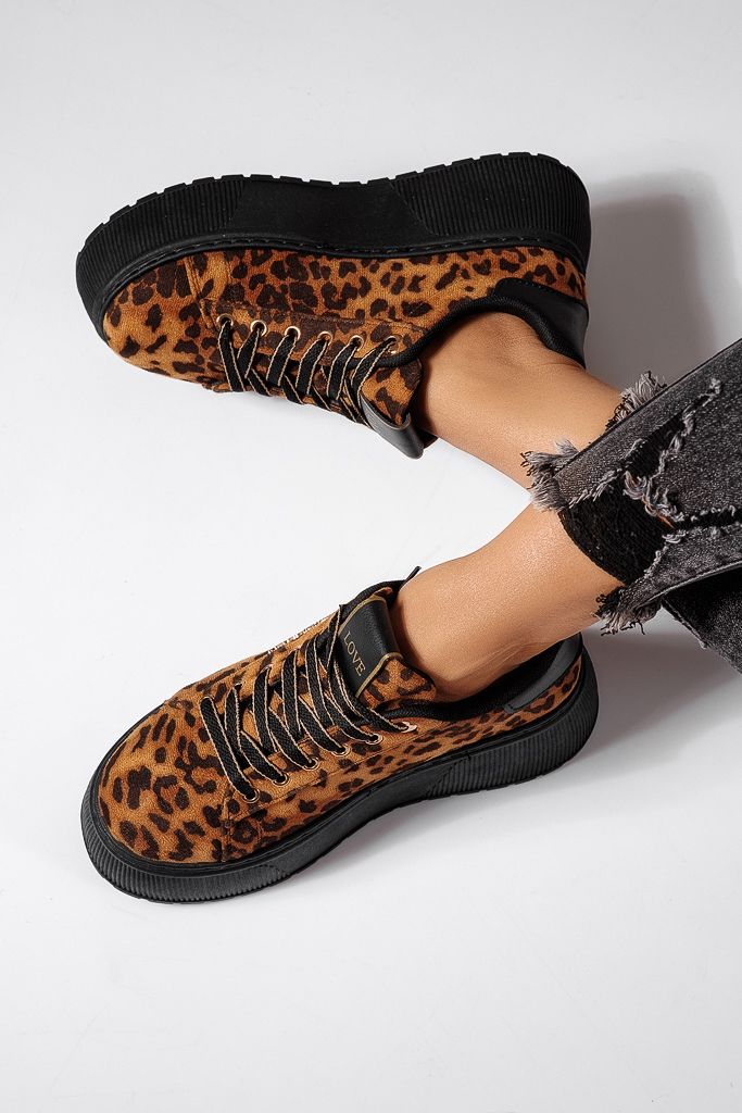 Adidasi dama leopard din piele ecologica intoarsa Sofia #22495