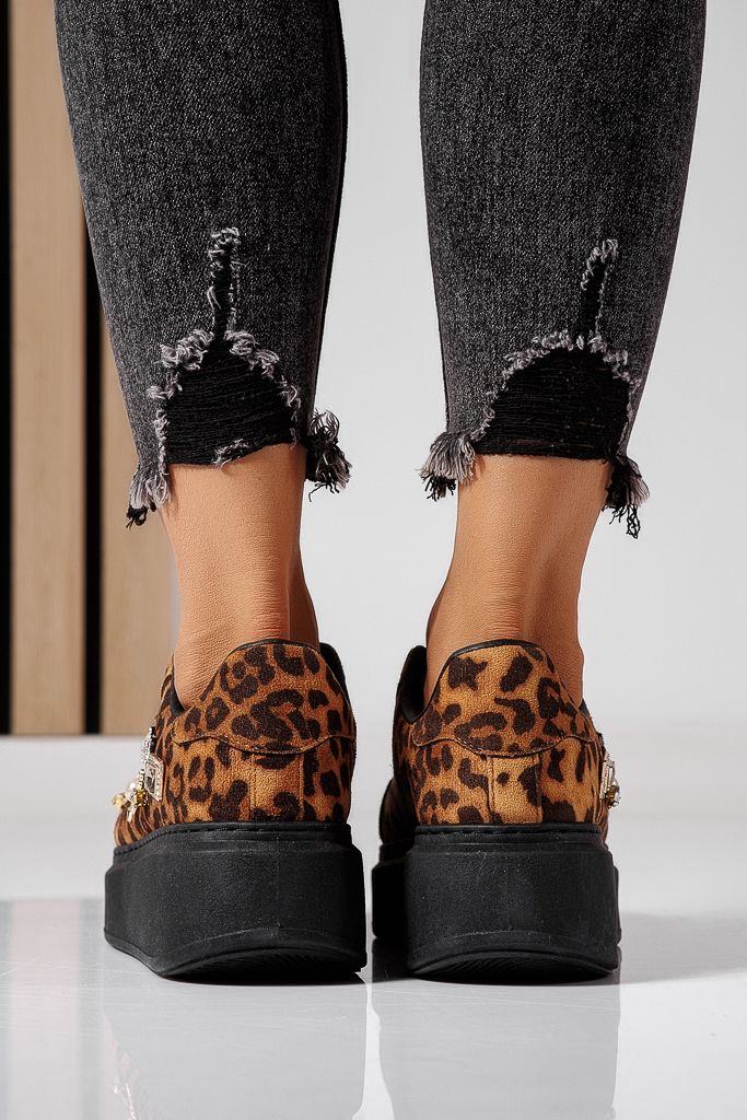 Adidasi dama leopard din piele ecologica intoarsa Alexia #22493