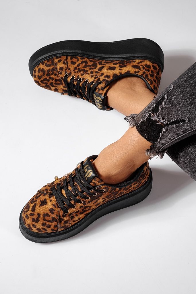 Adidasi dama leopard din piele ecologica intoarsa Alexia #22493