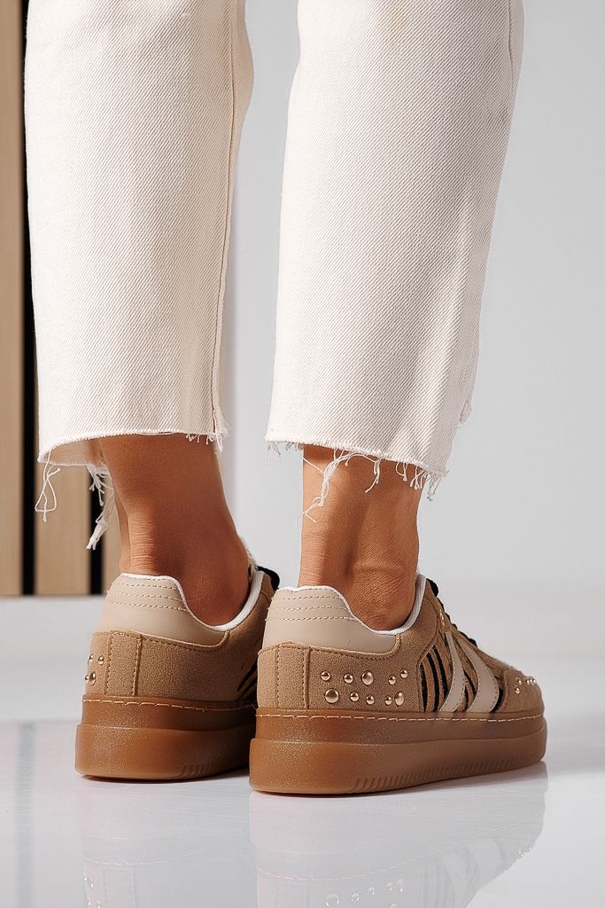 Adidasi dama khaki din piele ecologica intoarsa Clara #22491