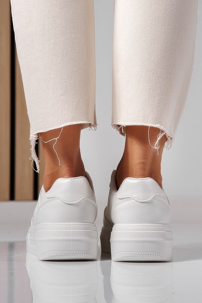 Adidasi dama albi din piele ecologica Adrianne #22523