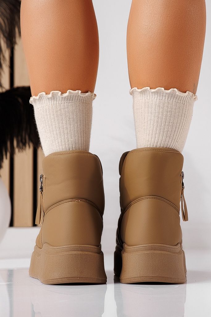 Ghete dama îmblanite khaki din piele ecologica Vittoria #22510