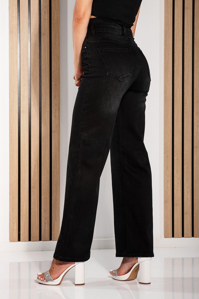 Blugi Wide Leg Fit Dama Emerald Negri #A1226