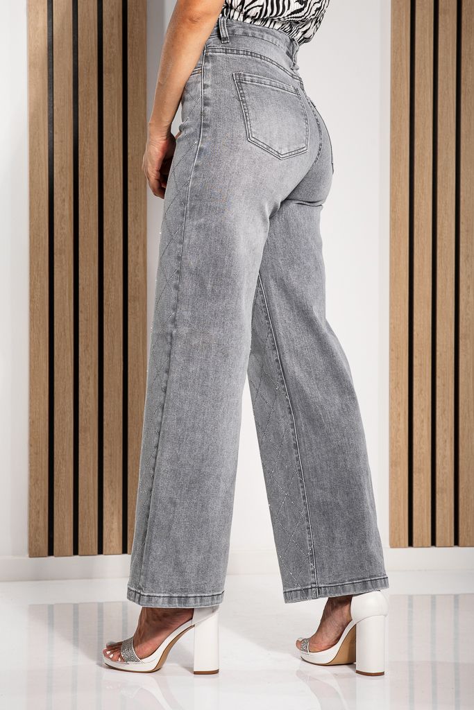 Blugi Wide Leg Fit Dama Irene Gri #A1228