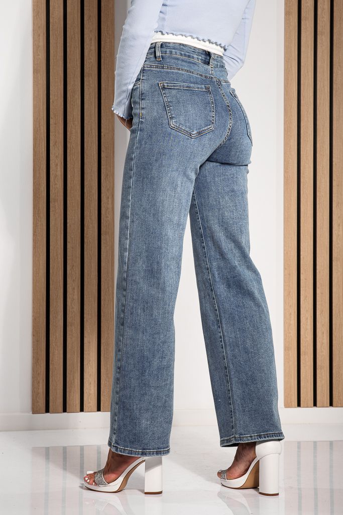 Blugi Wide Leg Fit Dama Daniela Albastri #A1222