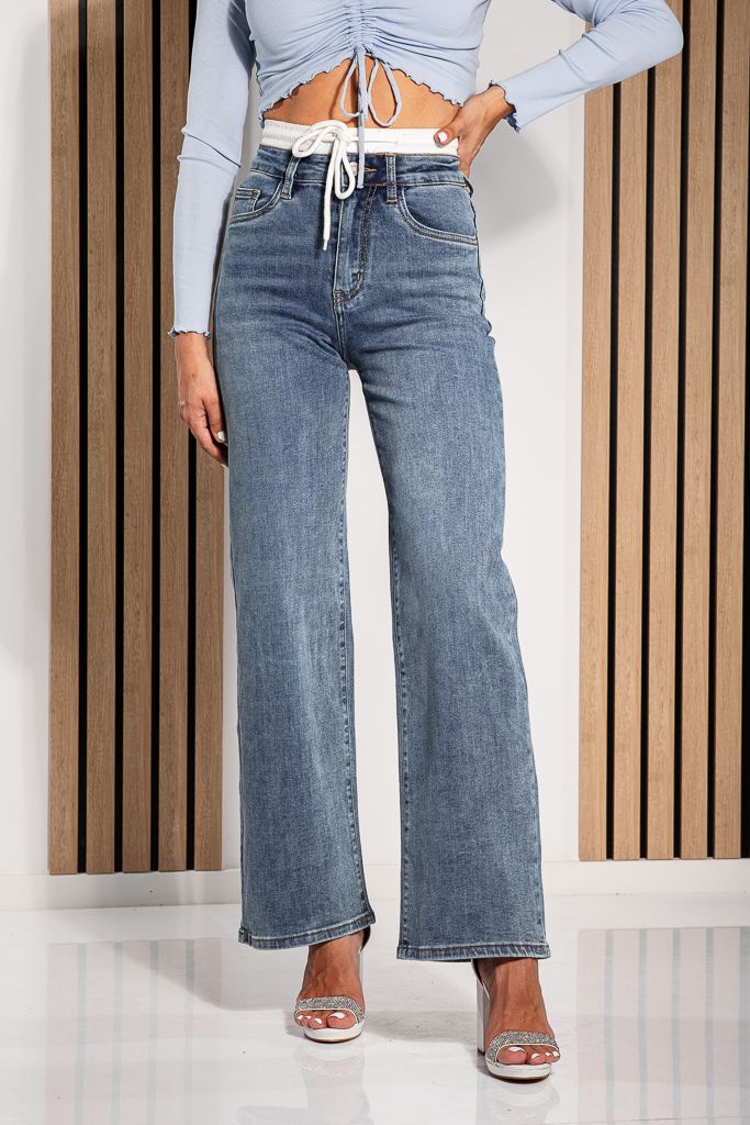 Blugi Wide Leg Fit Dama Daniela Albastri #A1222