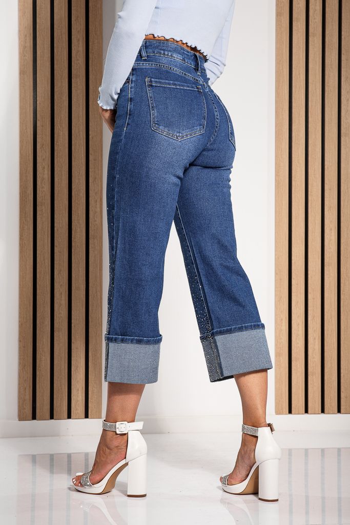 Blugi Wide Leg Dama Chiara Albastri #A1205