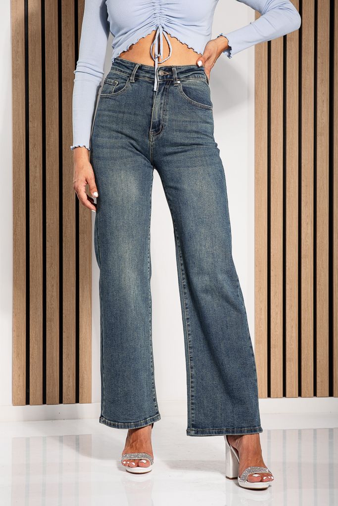 Blugi Wide Leg Fit Dama Elissa Albastri #A1225