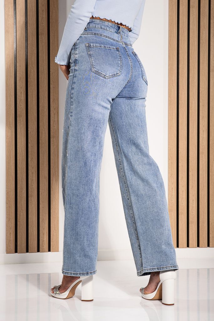Blugi Wide Leg Fit Dama Jain Albastri #A1229