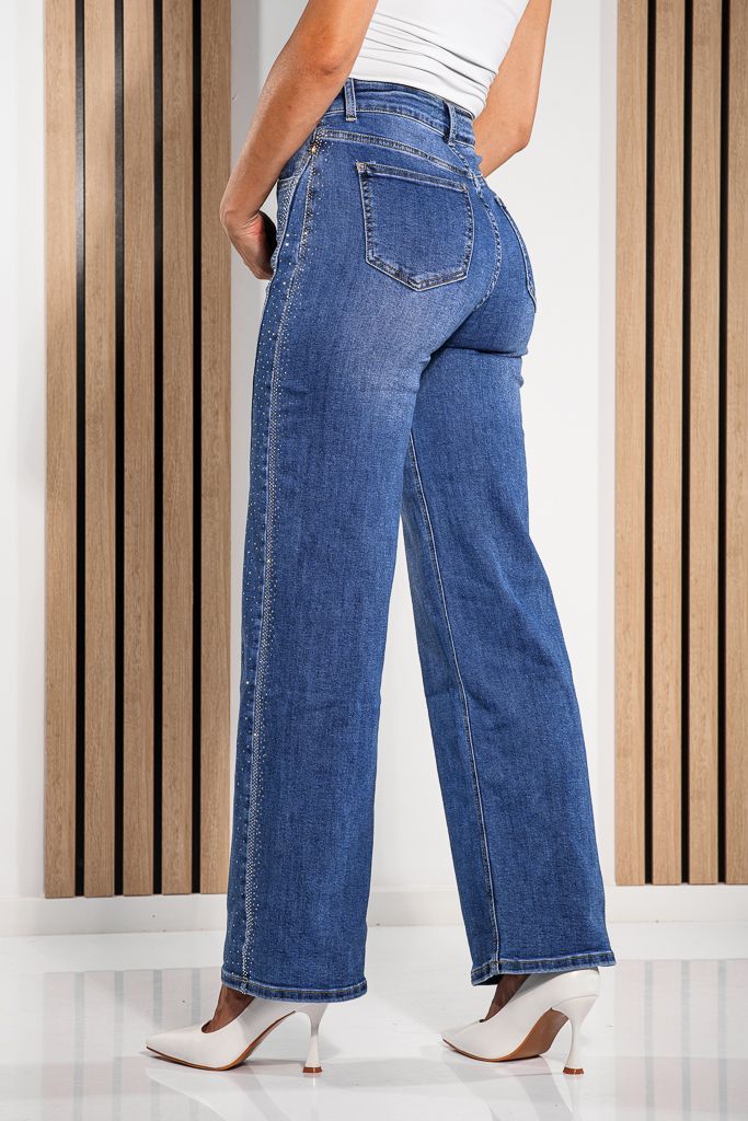 Blugi Wide Leg Fit Dama Divya Albastri #A1223