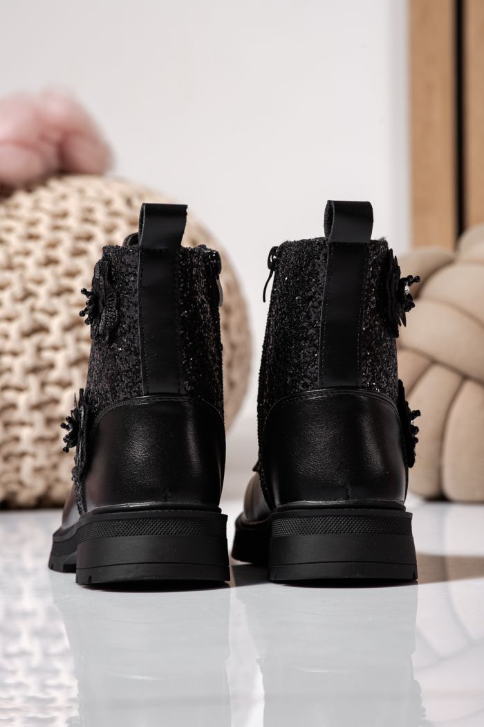 Ghete fete imblanite negre din piele ecologica Marina #22549