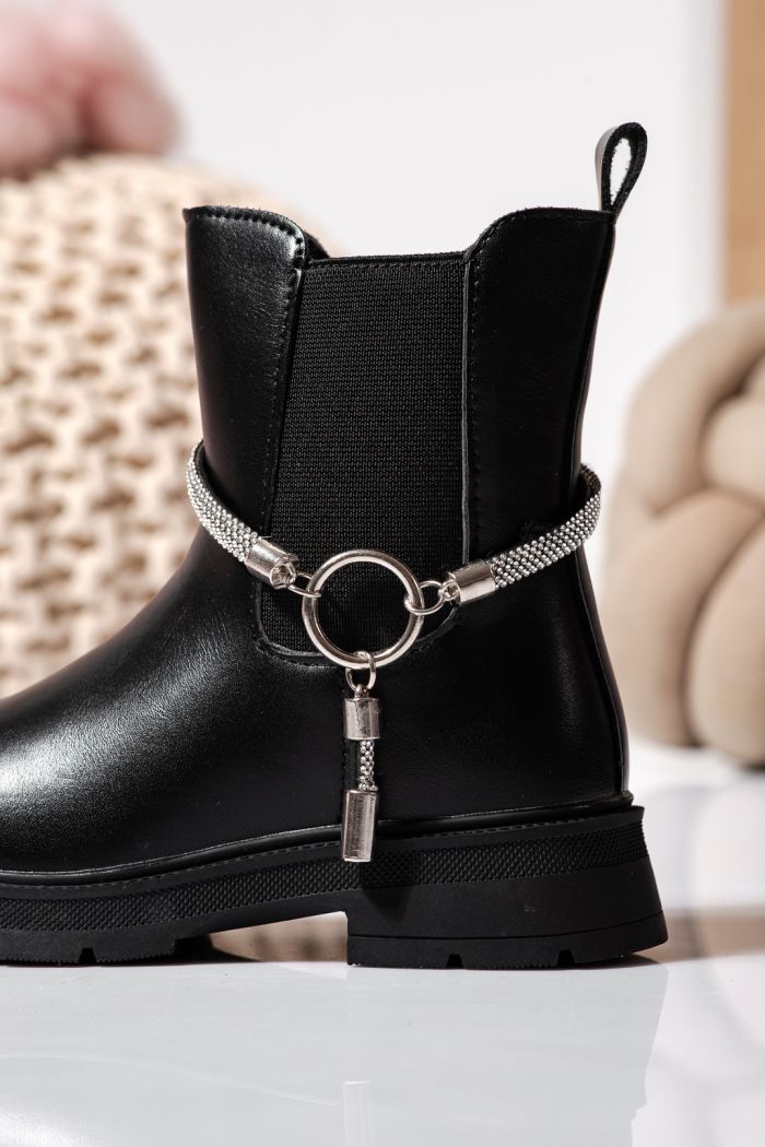 Ghete fete imblanite negre din piele ecologica Ana #22564