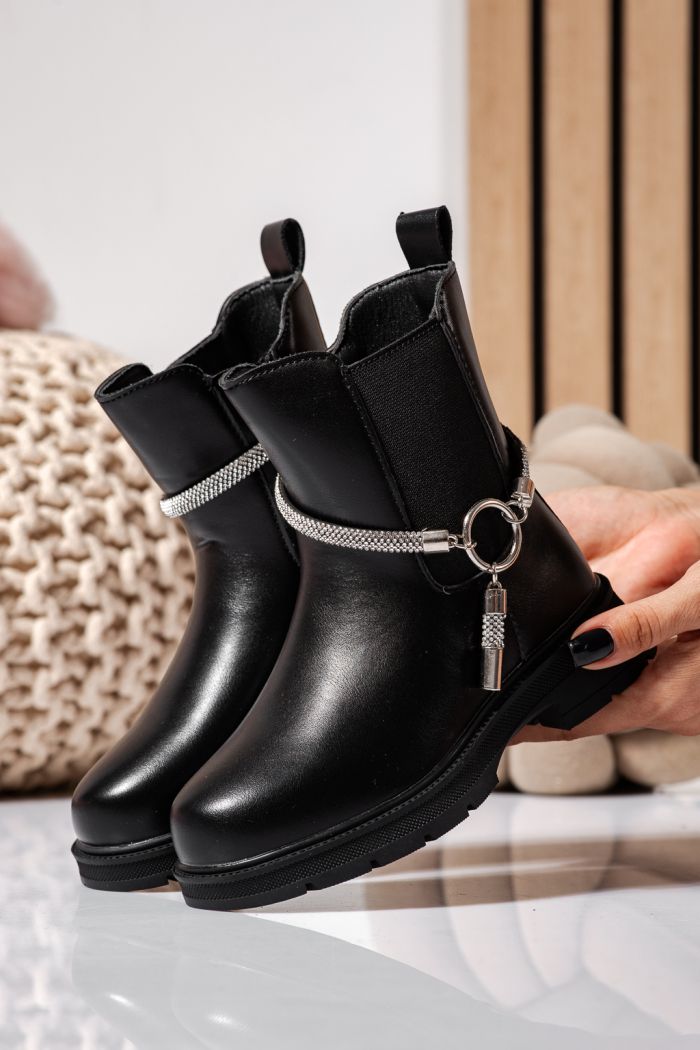 Ghete fete imblanite negre din piele ecologica Ana #22564