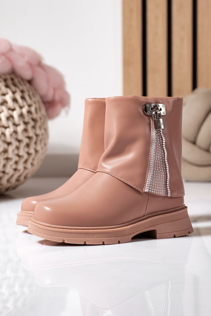 Ghete fete imblanite roz din piele ecologica Sara #22552