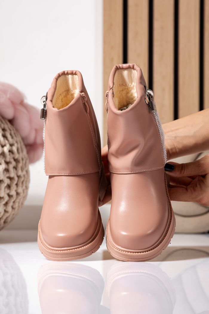 Ghete fete imblanite roz din piele ecologica Sara #22571