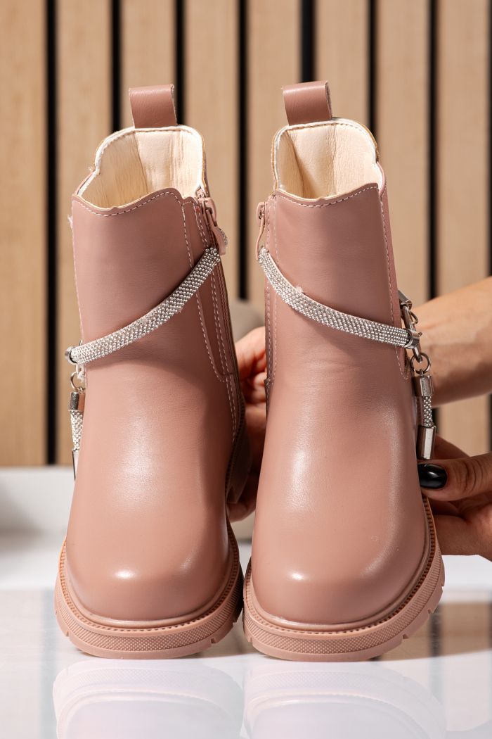 Ghete fete imblanite roz din piele ecologica Ana #22565