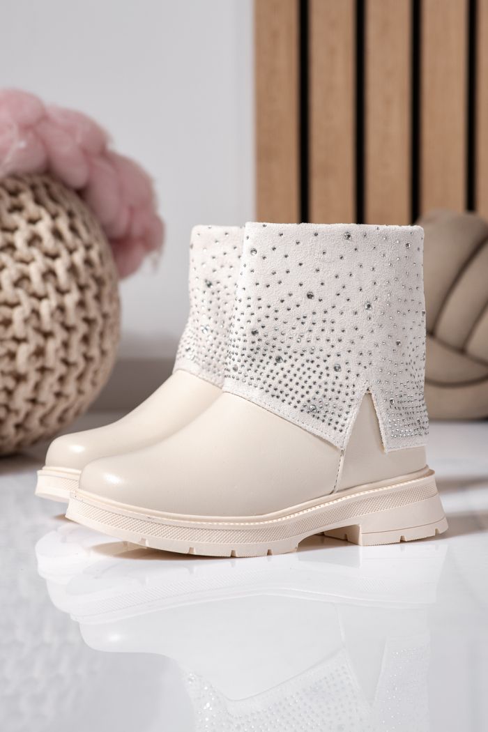 Ghete fete imblanite bej din piele ecologica Eveline #22561