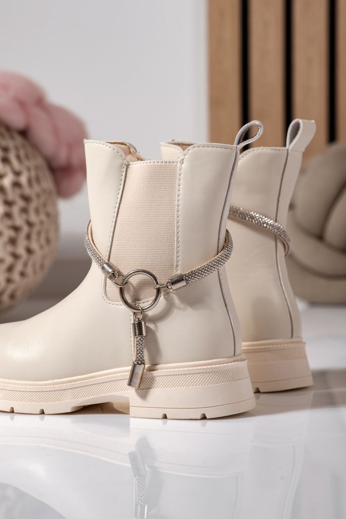 Ghete fete imblanite bej din piele ecologica Ana #22566