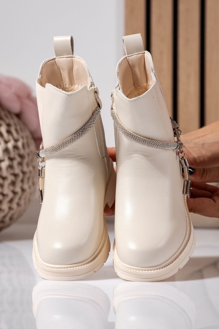 Ghete fete imblanite bej din piele ecologica Ana #22566