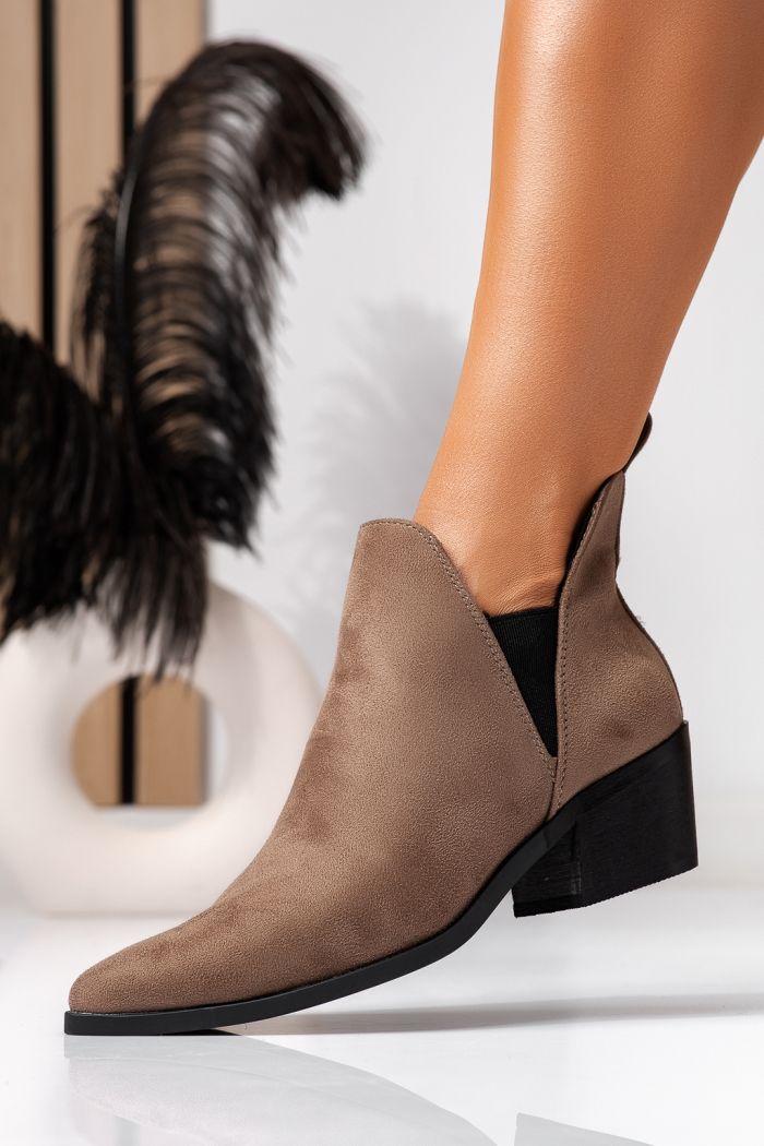 Ciocate dama captusite khaki din piele ecologica intoarsa Agata #22584