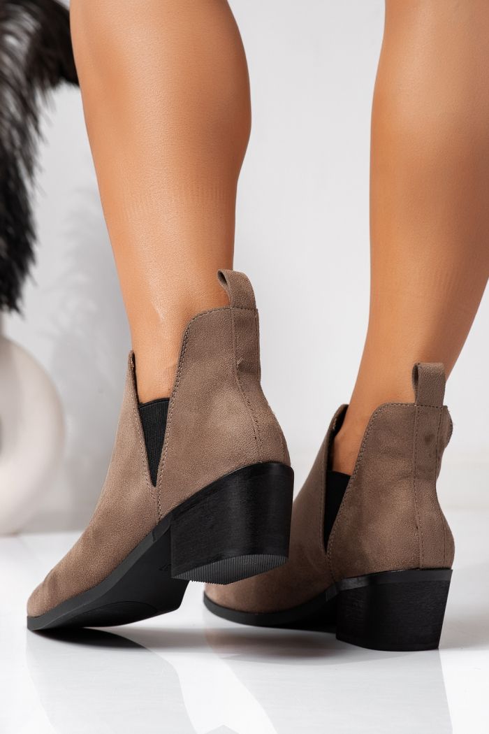 Ciocate dama captusite khaki din piele ecologica intoarsa Agata #22584