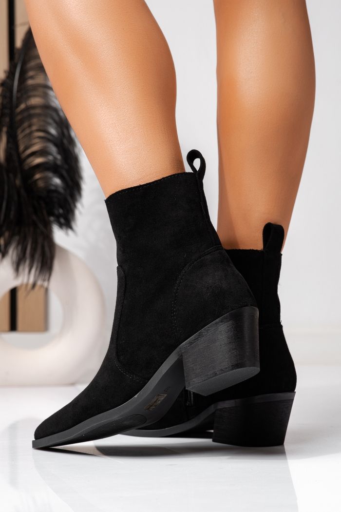 Ciocate dama captusite negre din piele ecologica intoarsa Amalia #22587