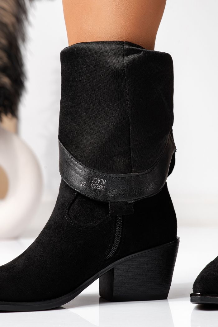 Ciocate dama captusite negre din piele ecologica intoarsa Camelia #22596