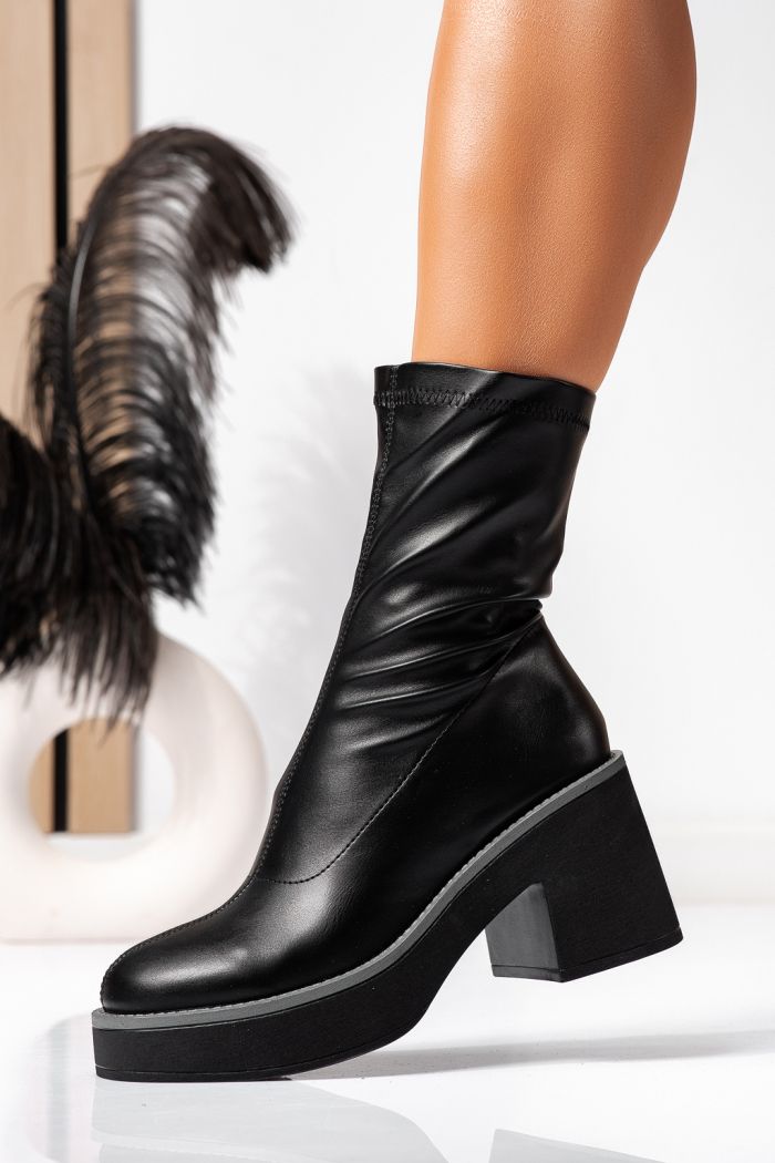 Ghete dama captusite negre din piele ecologica Anabel #22589
