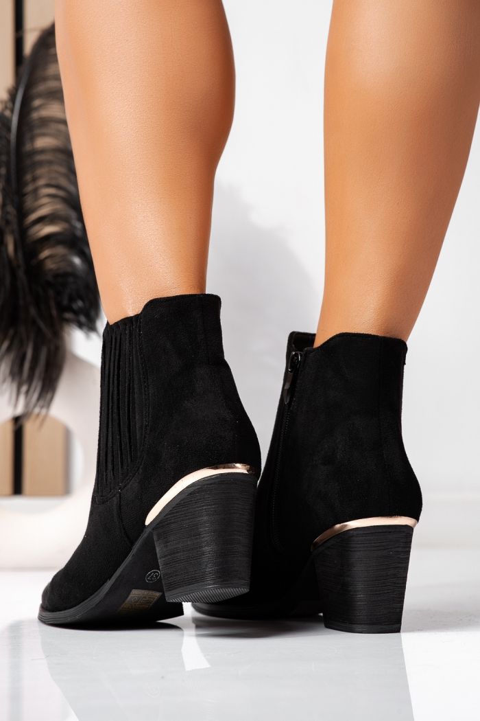 Botine dama captusite negre din piele ecologica intoarsa Chanter #22602