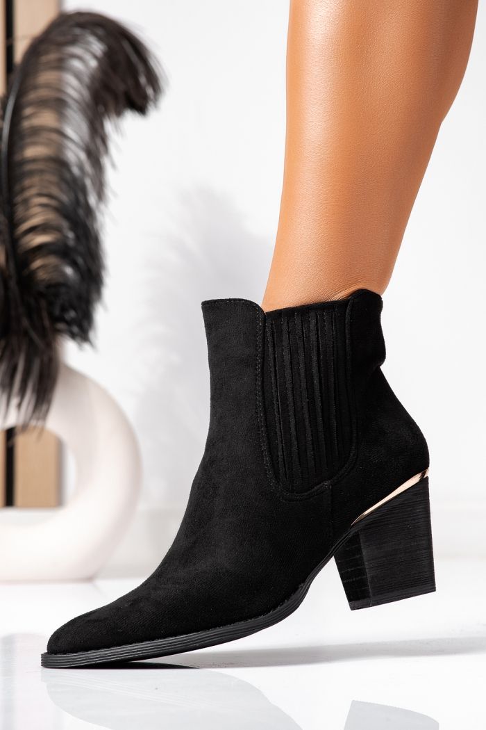 Botine dama captusite negre din piele ecologica intoarsa Chanter #22602