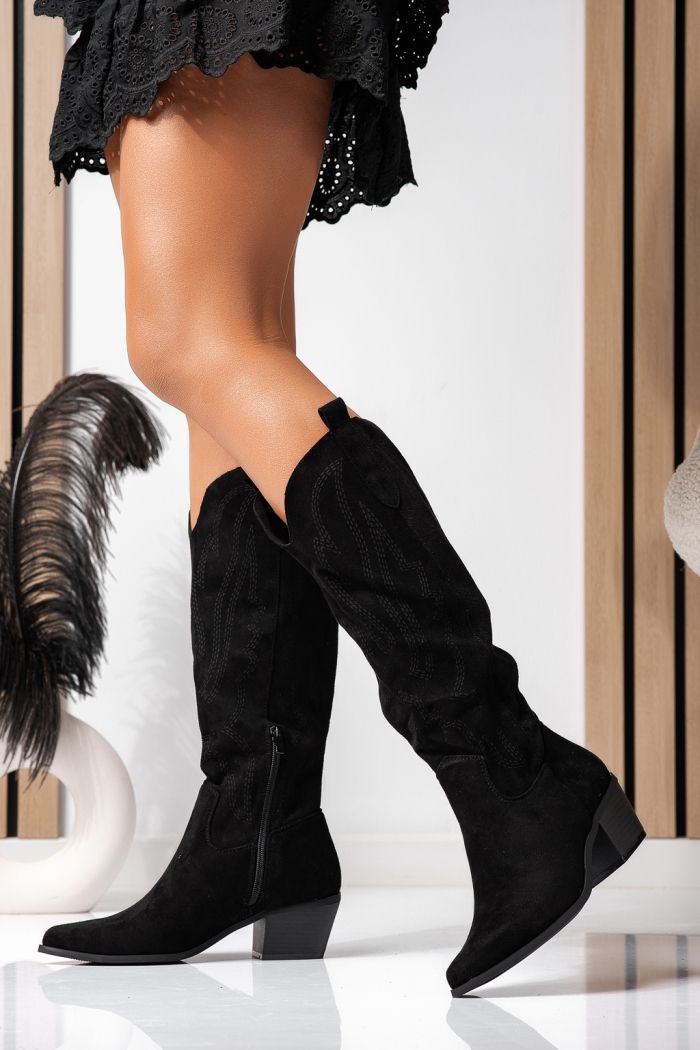 Ciocate dama negre din piele ecologica intoarsa Angie #22610