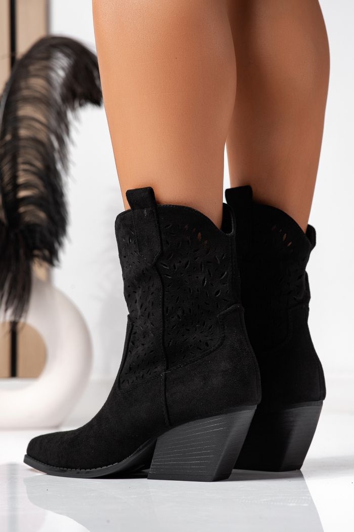 Ciocate dama negre din piele ecologica intoarsa Anny #22612