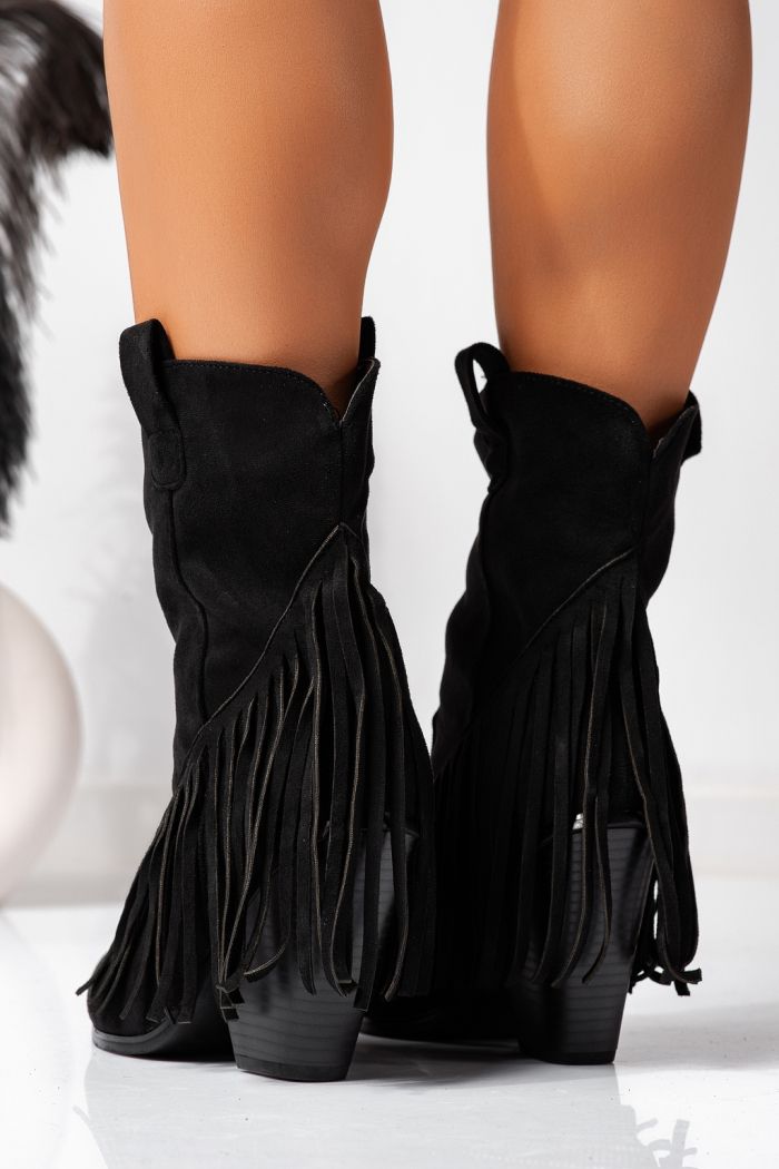 Ciocate dama negre din piele ecologica intoarsa Arlin #22614