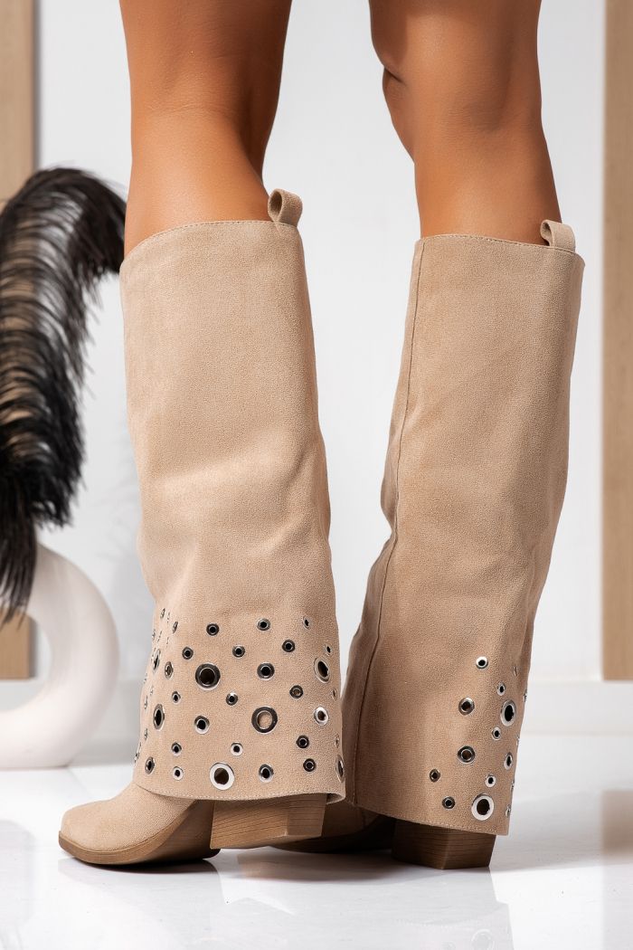 Ciocate dama captusite khaki din piele ecologica intoarsa Daruka #22604