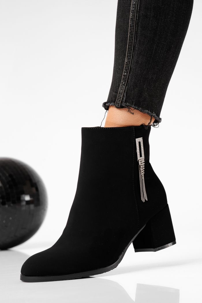 Botine dama îmblanite negre din piele ecologica Beatrice #22646