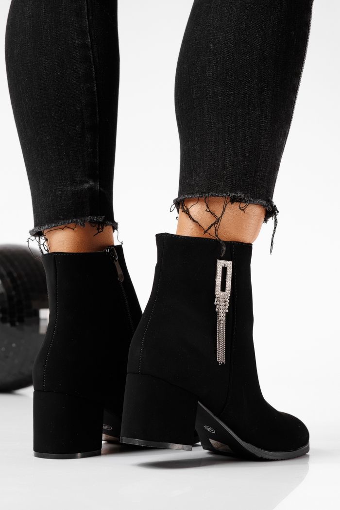 Botine dama îmblanite negre din piele ecologica Beatrice #22646