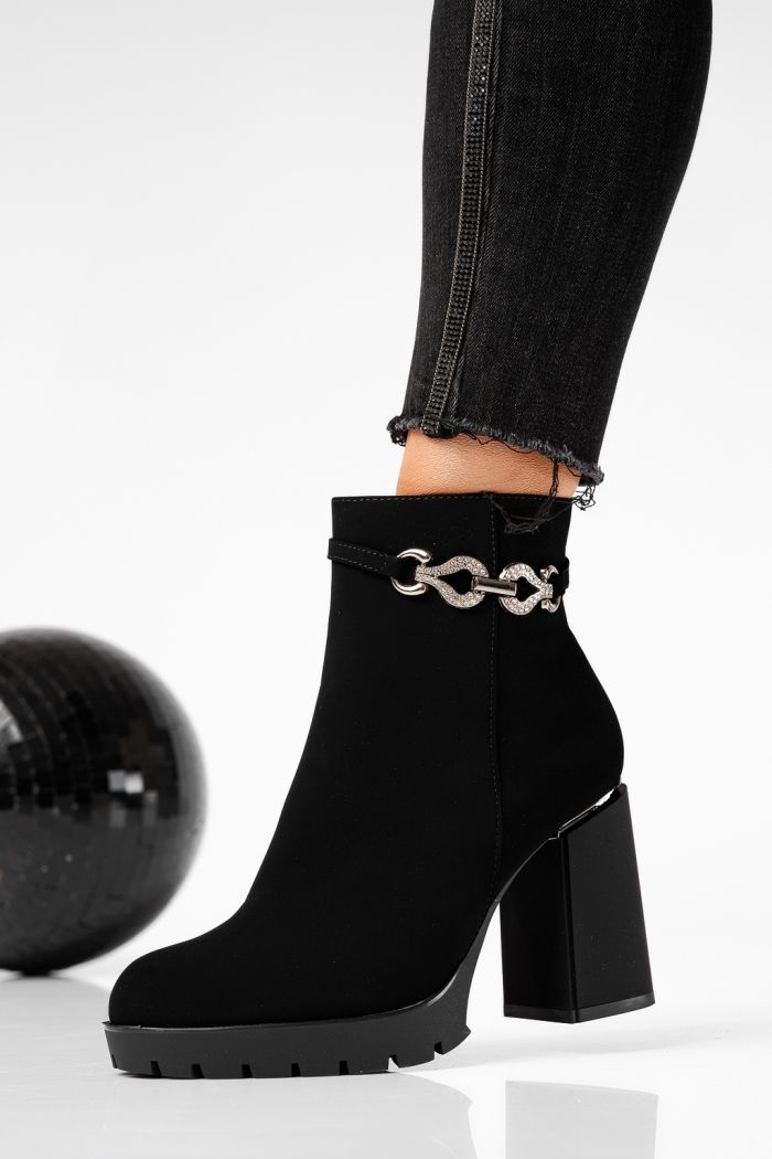 Botine dama îmblanite negre din piele ecologica Alice #22643