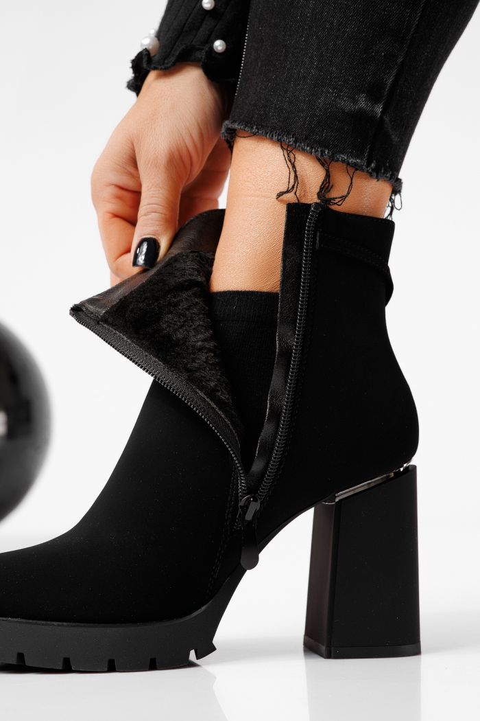 Botine dama îmblanite negre din piele ecologica Alice #22643